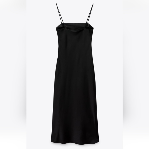 Zara Slip Dress Black LBD Little Black Dress Size M medium NWT - Picture 4 of 6